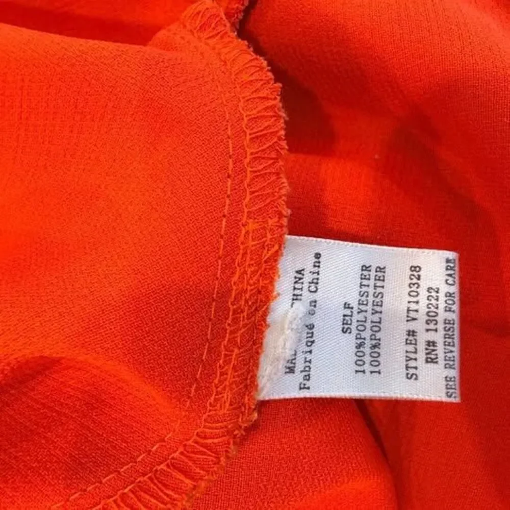 Orange Peplum Top Small Lattice Waist Cutout Flowy Tank - Picture 10 of 10